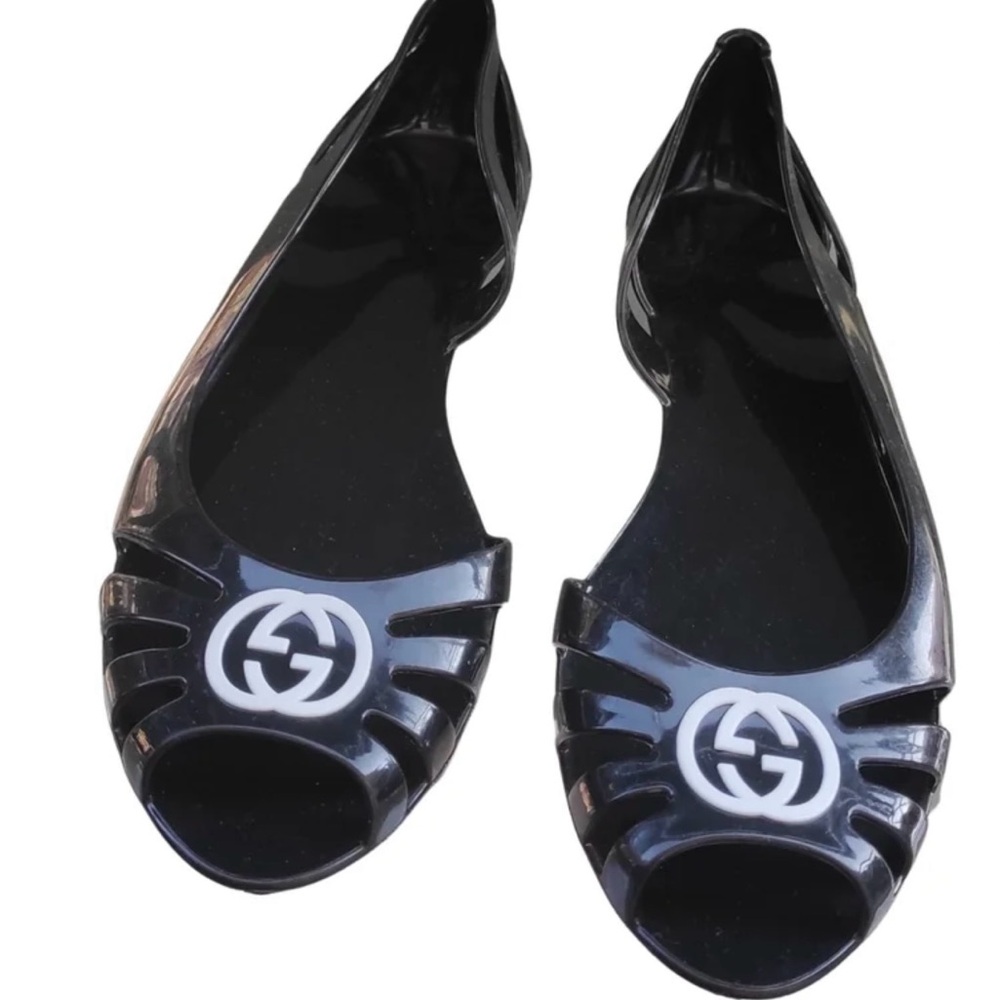 Gucci Black Peep Toe Women's Shoes Jelly